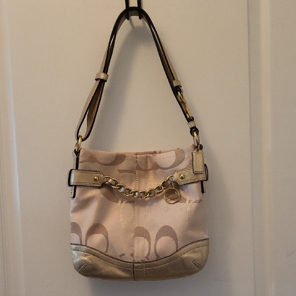 Coach Tan and Gold Shoulder Bag 19820 - Picture 1 of 16